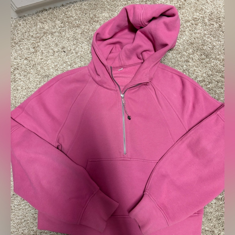Lululemon Scuba  oversized cropped half-zip hoodie in pink blossom size XS/S